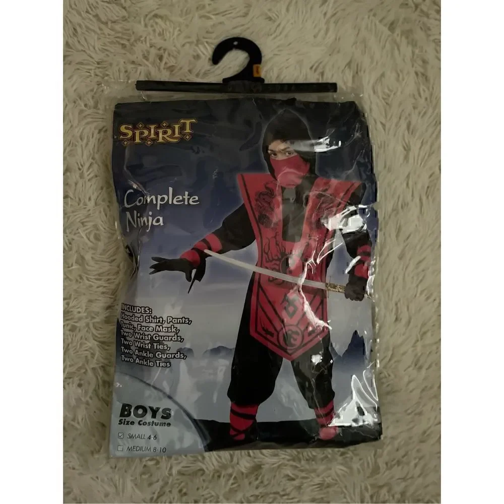 Boys Black & Red Ninja Costume Size 4T-6T